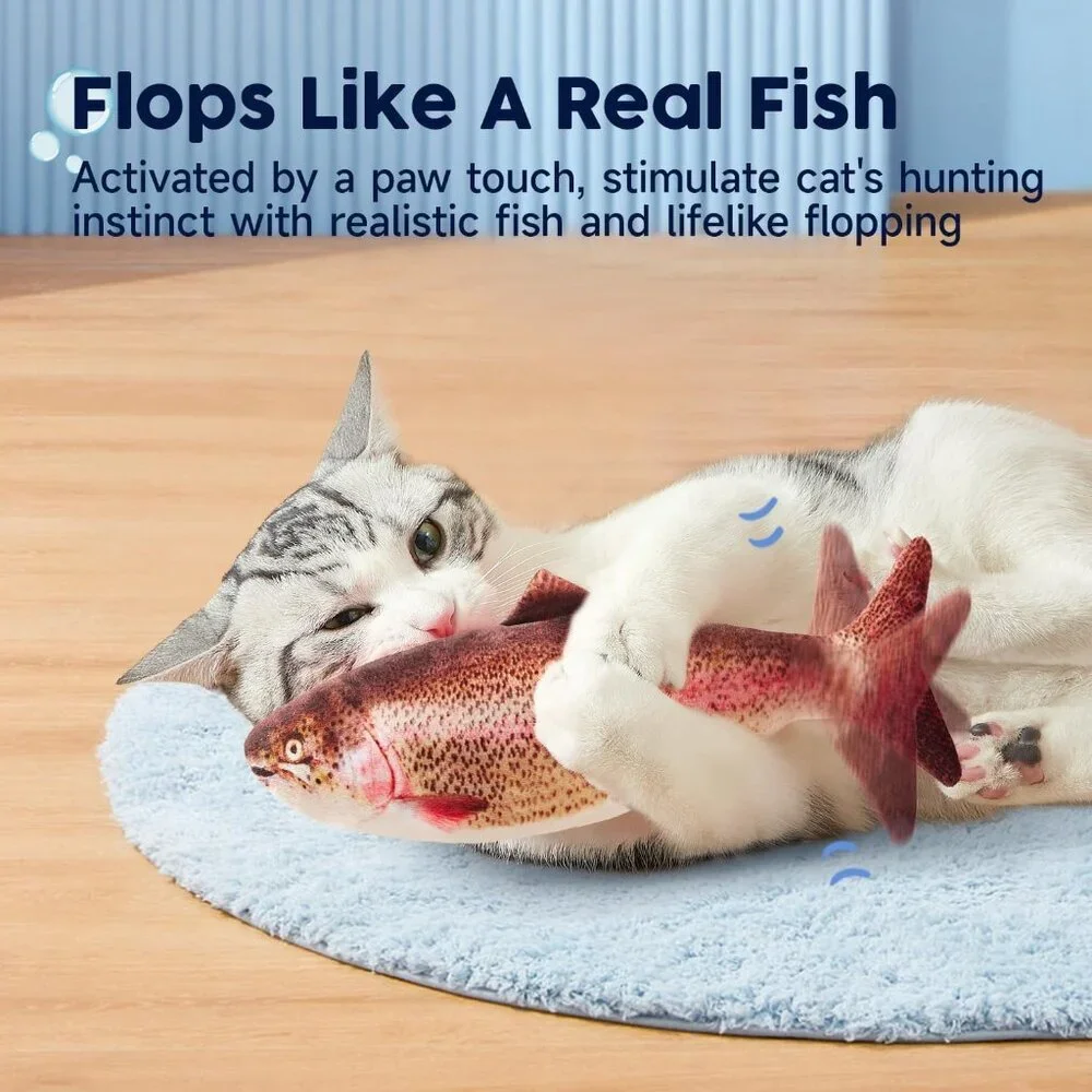 Potaroma Electric Flopping Fish Cat Toy Wiggle Trout Catnip Motion Pet Play NEW